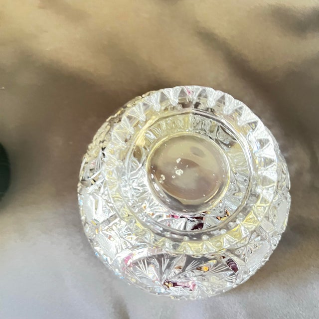 Transparent Antique American Brilliant Cut Glass Lidded Jar Hobstar Pedestal For Sale - Image 8 of 12