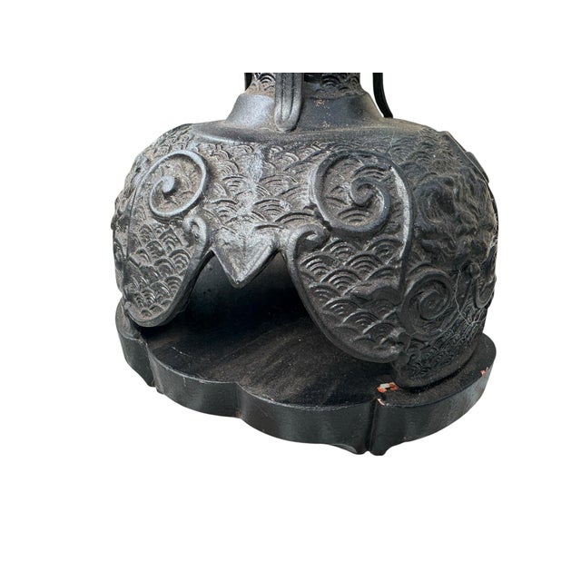 Black Vintage Victorian Japanese Hand Carved (Japonisme) Aesthetic Movement Lamp Tall For Sale - Image 8 of 11