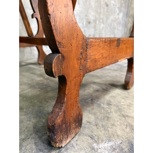 17th/18th C Italian Tuscan Walnut Trestle Table Drawer Primitive Antique For Sale - Image 14 of 16