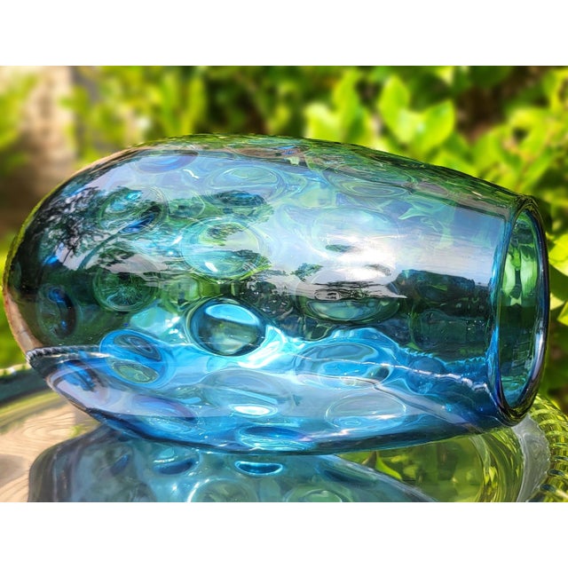 Mid-Century Modern Large Mid 20th Century Czech Masterpiece Blue Optical Vase For Sale - Image 3 of 3