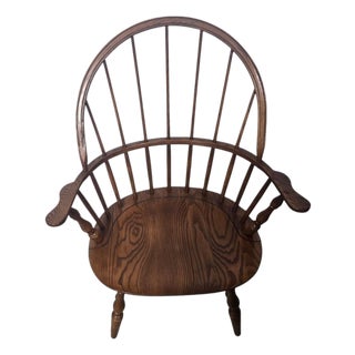 Vintage Oak Double-Bow Windsor Armchair For Sale