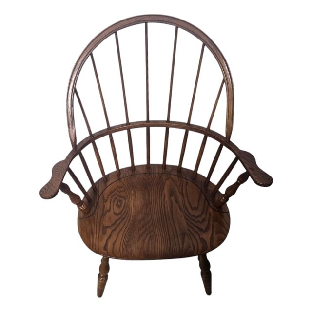 Vintage Oak Double-Bow Windsor Armchair For Sale