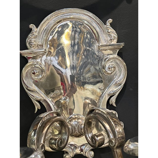 Edward F. Caldwell & Co. 1900 Caldwell Silver Plated Sconces With Two Lights - a Pair For Sale - Image 4 of 9