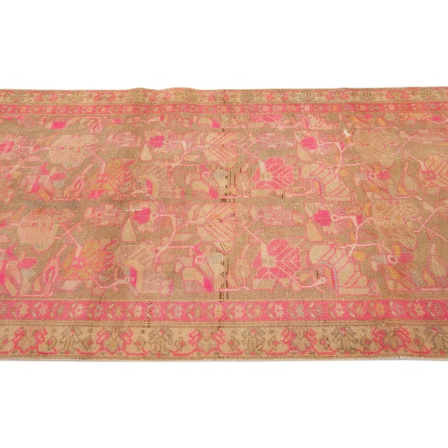1940s 1940s Handmade Vintage Persian Malayer Allover Wool Rug With Brown & Pink Field For Sale - Image 5 of 7
