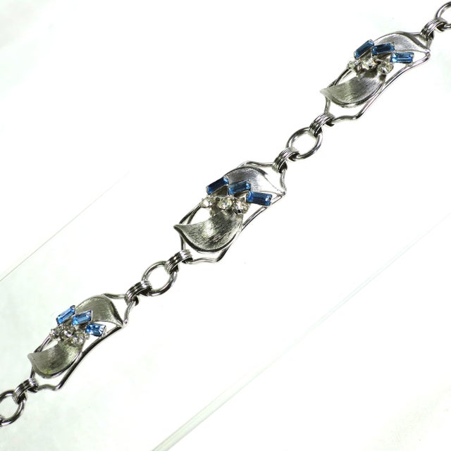 Vintage Art Deco Designer Sterling Crystal Bracelet 1930s For Sale - Image 4 of 7