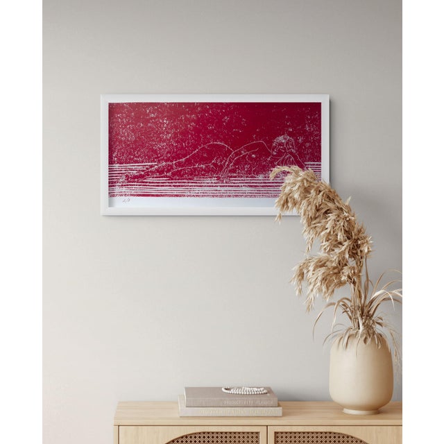 Raspberry Red “Nude on the Sofa” Original Hand-Pulled Linocut Nude Figure Limited Edition of 3 Art by Anna Novick. Hand Signed and Numbered 2/3 For Sale - Image 8 of 9