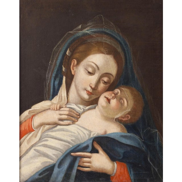 Follower of Giovan Battista Salvi Il Sassoferrato, Madonna with Sleeping Child, Oil on Canvas, Framed For Sale - Image 3 of 5
