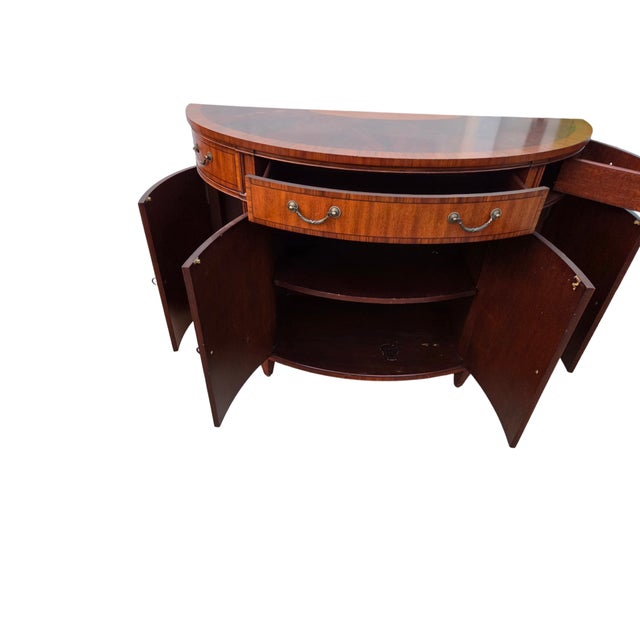 1990s Ethan Allen Newport Mahogany Sideboard Demi Lune Buffet Credenza Server Easton For Sale - Image 9 of 16