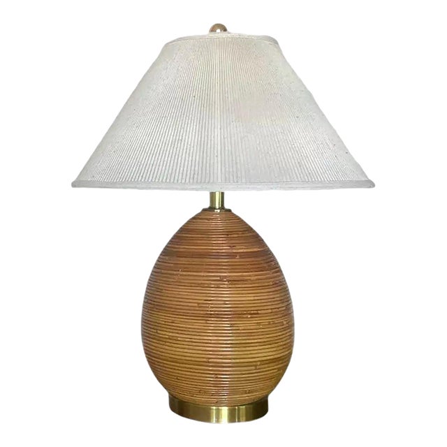 1970s Pencil Reed Lamps With Micro Pleat Shades in the Style of Gabriella Crespi For Sale