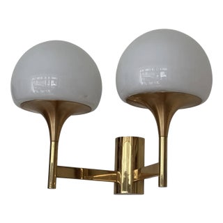 Wall Sconce in Gilded Metal and Opaline Glass, 1970 For Sale