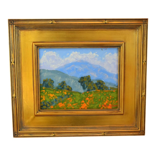 Marc A. Graison California Landscape "Rolling Hills" Painting Including the Antiqued Gold Wood Frame For Sale