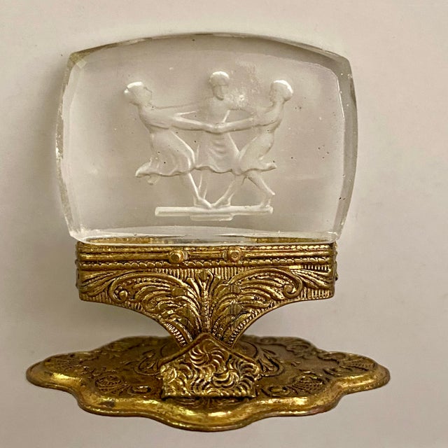 Antique Czech Intaglio Glass Place Card Holders - Set of 8 Dancing Figures For Sale In Sacramento - Image 6 of 13