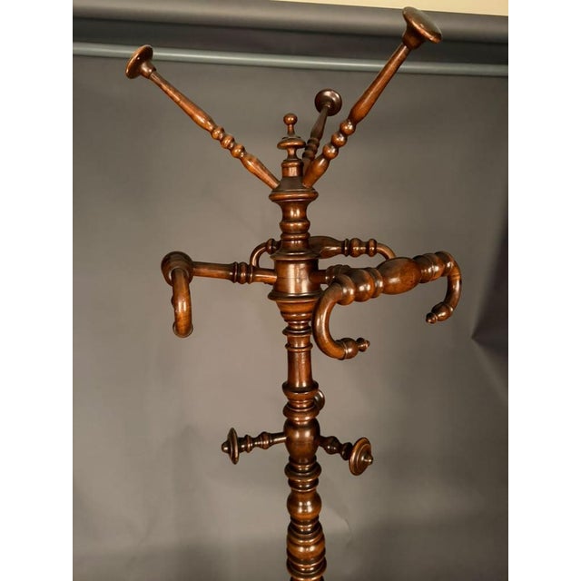19th Century Italian Walnut Hall Tree / Rotating Coat Rack From Piedmont, Circa 1830 For Sale - Image 4 of 13