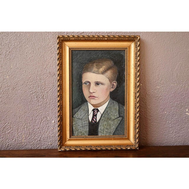 Portrait of a Child, Oil Painting, 1930s, Framed For Sale - Image 7 of 7