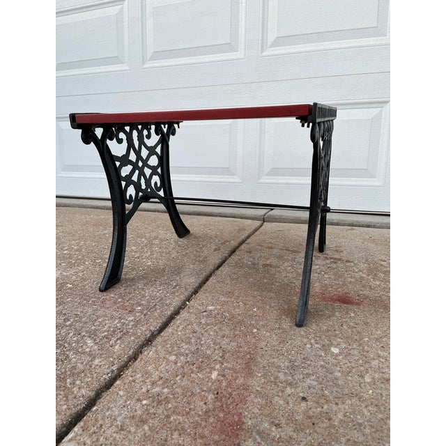 Late 20th Century Vintage Outdoor Cast Iron Garden Bench Stool For Sale - Image 5 of 12