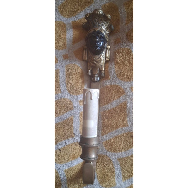 French C1860 French Maison Bagues Gilt & Patinated Bronze Male Figural Wall Sconce For Sale - Image 3 of 12