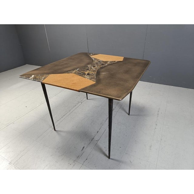 Hand Made Dining Table with Marble, 1990s For Sale - Image 6 of 12