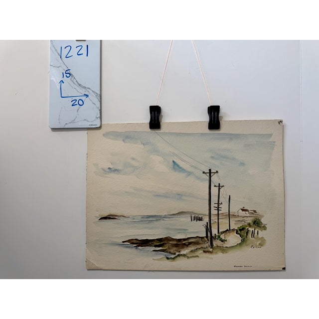 Paper Henry Emil Salloch Original Watercolor on Paper Popham Beach, Maine. 1954. For Sale - Image 7 of 7
