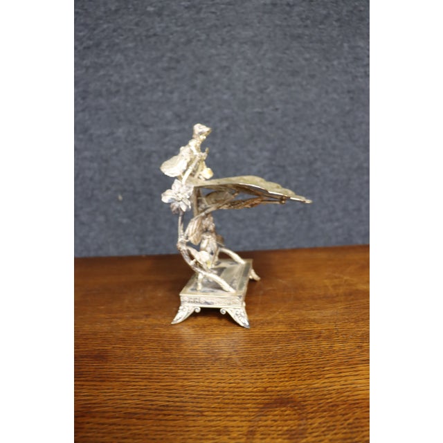Victorian Figural Silver-Plate Tazza With Engraved Floral Tray For Sale - Image 14 of 18