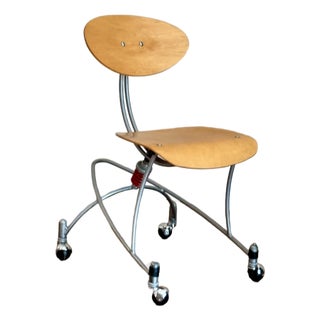 VNT 90’s Space Age Signed Joey Manic Postmodern Industrial Sculptural Rolling Chair For Sale