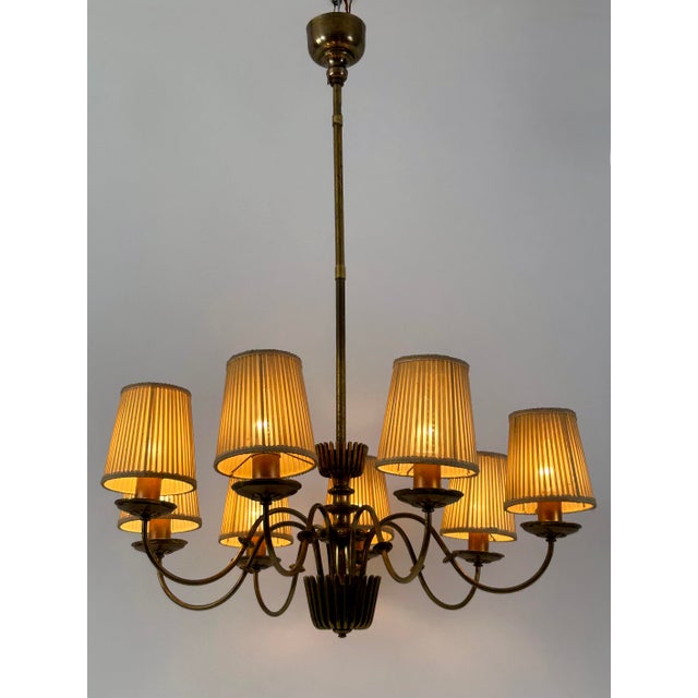 Mid-Century 8-Armed Chandelier from Vereinigte Werkstätten München, Germany, 1950s For Sale - Image 6 of 18
