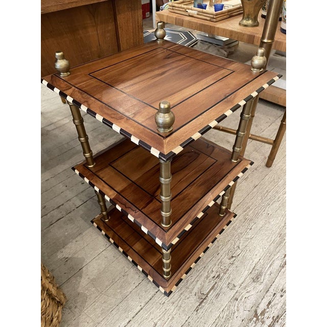 Traditional Small Three Tier Table With Bone Detail For Sale - Image 3 of 3