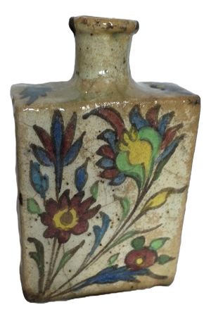 Antique Turkish Iznik Bottle in Glazed Ceramic, 19th Century