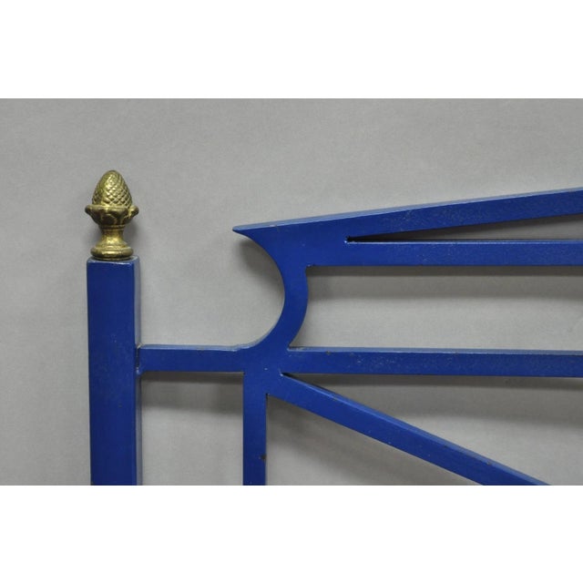Metal Vintage Italian Neoclassical Wrought Iron & Brass X-Frame King Sz Bed Headboard For Sale - Image 7 of 14