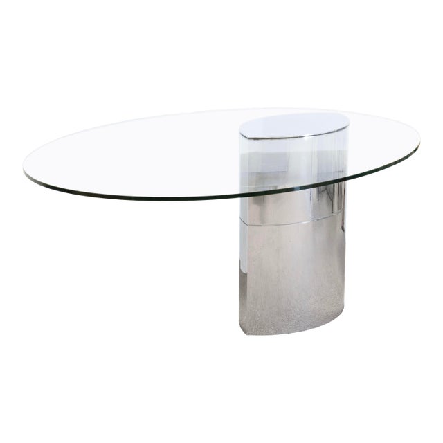 Vintage Knoll Lunario Chrome and Glass Table Desk by Cini Boeri For Sale
