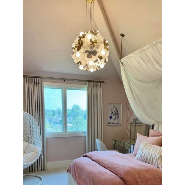 Metal Regina Andrew Dogwood Chandelier | White & Gold Floral Statement Chandelier New - a Pair For Sale - Image 7 of 9