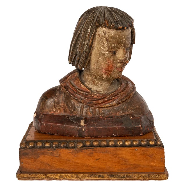 Red Antique 16thC Catholic German Renaissance Carved Bust Stephan Rottaler Landshut 1500 For Sale - Image 8 of 18
