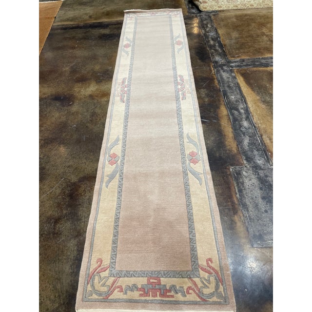 1990s 1990s Handwoven Modern Design Chinese Rug 2'6" X 10'11" For Sale - Image 5 of 6