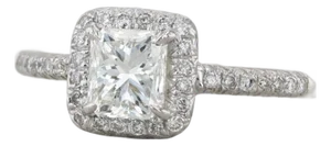 1.08ctw Diamond Halo Engagement Ring 14k White Gold Size 7 Gia