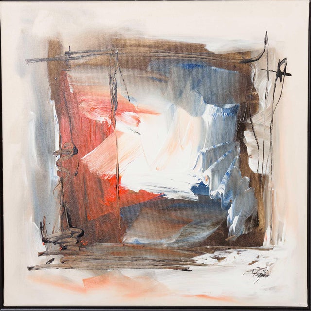 Danish Artist, Abstract Compositions, Late 20th Century, Acrylic on Canvases, Set of 2 For Sale - Image 3 of 9