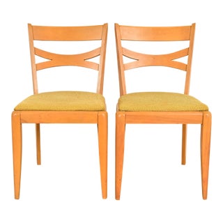 Heywood Wakefield Mid-Century Modern Solid Maple Side Chairs or Dining Chairs, Pair For Sale