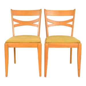 Heywood Wakefield Mid-Century Modern Solid Maple Side Chairs or Dining Chairs, Pair