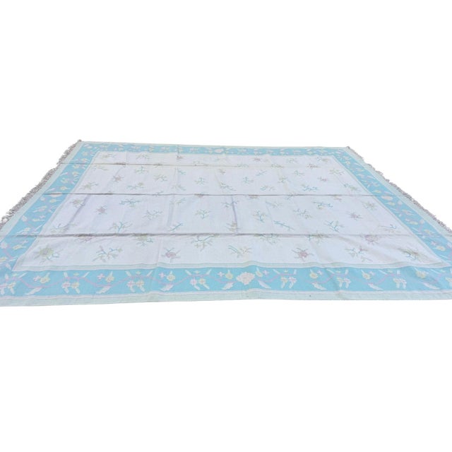 2000 - 2009 Handmade Indian Dhurrie | Pastel Flatweave Kilim | 12x15 For Sale - Image 5 of 5