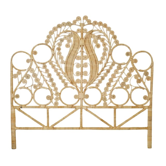 Natural Wicker Palm Headboard King For Sale - Image 4 of 4
