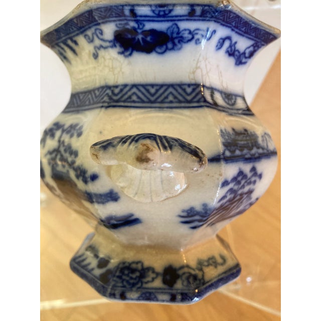 Flow Blue Sugar Jar Mid 19th Century For Sale - Image 10 of 14