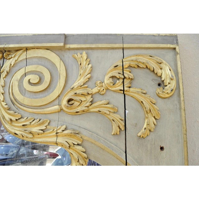 Early 20th Century Antique French Rococo Louis XV Style 85" Gold Gilt Cream Painted Trumeau Mirror For Sale - Image 5 of 12
