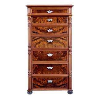 Antique Burr Walnut Chest of Drawers, 1890 For Sale