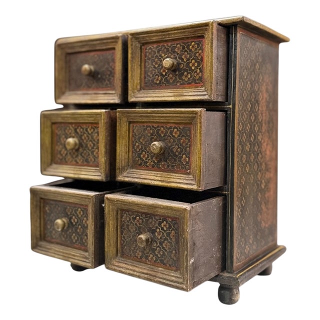 Mini Mid-20th Century Folk Art Hand-Painted Chest of Drawers For Sale