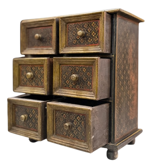 Mini Mid-20th Century Folk Art Hand-Painted Chest of Drawers