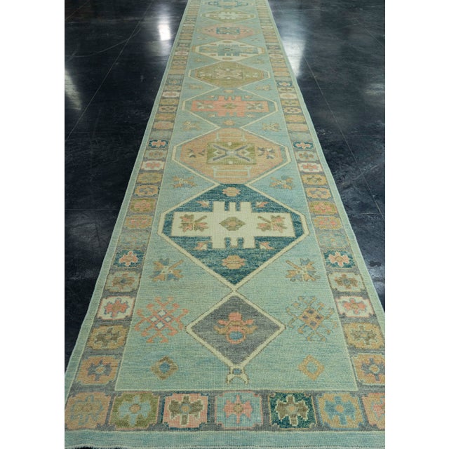 Textile Turkish Oushak Rug 3'9" x 24'1" #20129 For Sale - Image 7 of 8