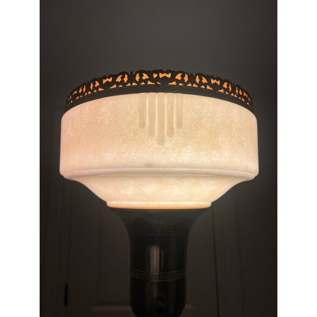 1920s Rare Intricate Art Deco Torchiere Floor Lamp For Sale - Image 4 of 13