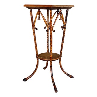 Antique Victorian Tortoiseshell Bamboo Pedestal Side Table, Circa 1900 For Sale