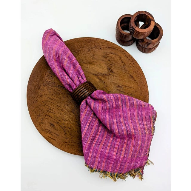Wood 1980s Carved Mango Wood Napkin Holders, Set of 6 For Sale - Image 7 of 10