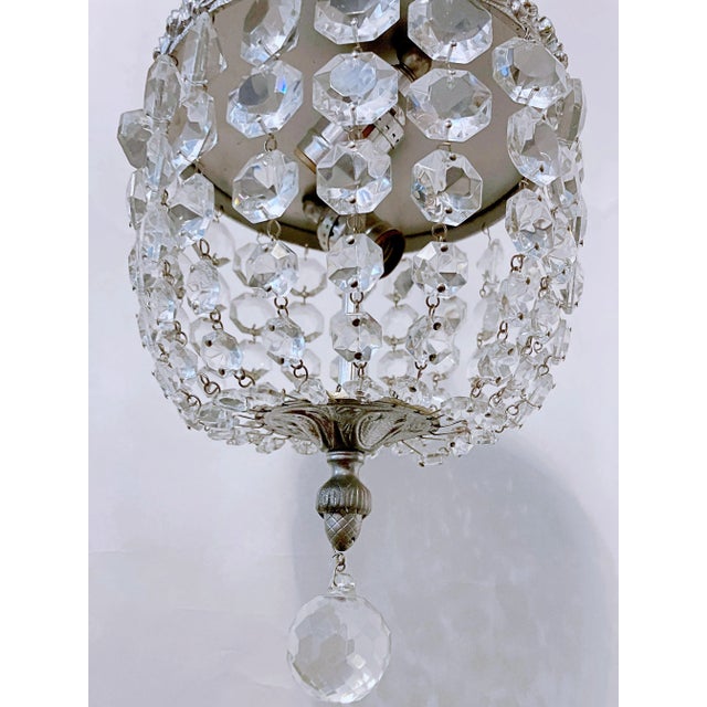 1950s 1950s Italian Silver Rim Basket Chandelier For Sale - Image 5 of 8