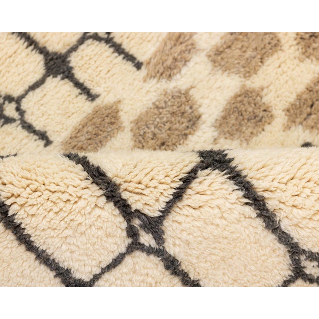 Contemporary Animal Print & Grid Hand-Knotted Wool Rug | 9'11" X 6'10" | One of a Kind For Sale - Image 3 of 7