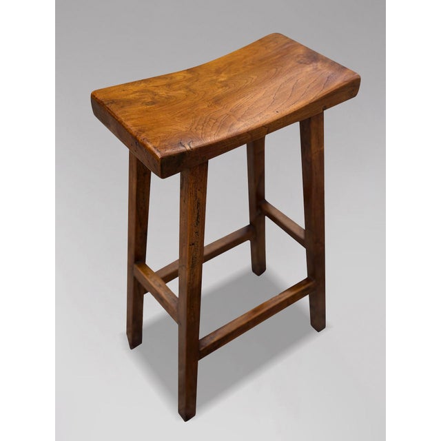 Late 19th Century Antique High Stools in Elm, 1890, Set of 2 For Sale - Image 5 of 9